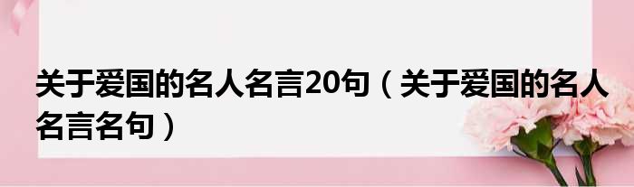 关于爱国的名人名言20句（关于爱国的名人名言名句） 51房产网