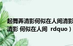 起舞弄清影何似在人间清影表达效果（赏析 ldquo 起舞弄清影 何似在人间  rdquo）