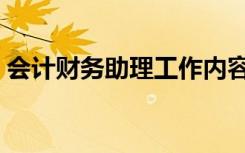 会计财务助理工作内容（财务助理工作内容）