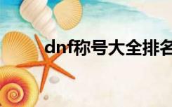 dnf称号大全排名（dnf称号大全）