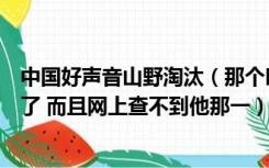 中国好声音山野淘汰（那个叫山野的怎么去参加中国好声音了 而且网上查不到他那一）