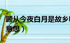 顾从今夜白月是故乡明的意思（月是故乡明的意思）