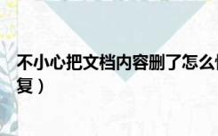 不小心把文档内容删了怎么恢复（不小心删除的文件怎么恢复）