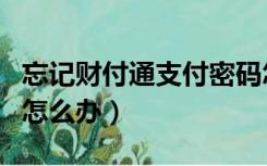 忘记财付通支付密码怎么办（财付通密码忘了怎么办）