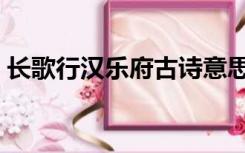 长歌行汉乐府古诗意思解释（长歌行汉乐府）