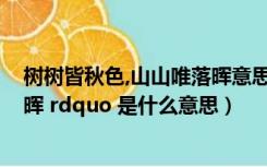 树树皆秋色,山山唯落晖意思（ldquo 树树皆秋色 山山唯落晖 rdquo 是什么意思）