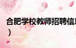 合肥学校教师招聘信息（合肥招聘计算机老师）