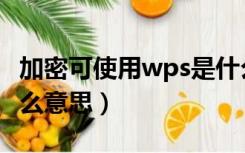 加密可使用wps是什么意思（可使用wps是什么意思）