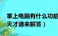 掌上电脑有什么功能（求掌上电脑功能介绍 天才请来解答）