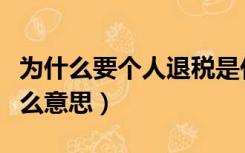 为什么要个人退税是什么意思（个人退税是什么意思）