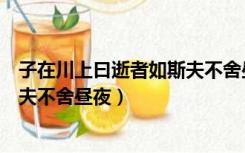 子在川上曰逝者如斯夫不舍昼夜感悟（子在川上曰逝者如斯夫不舍昼夜）