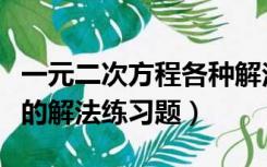 一元二次方程各种解法的题目（一元二次方程的解法练习题）