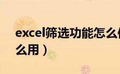 excel筛选功能怎么使用（excel筛选功能怎么用）