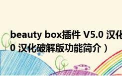 beauty box插件 V5.0 汉化破解版（beauty box插件 V5.0 汉化破解版功能简介）