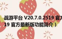 战游平台 V20.7.0.2519 官方最新版（战游平台 V20.7.0.2519 官方最新版功能简介）