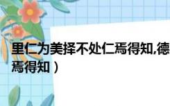 里仁为美择不处仁焉得知,德不孤必有邻（里仁为美择不处仁焉得知）