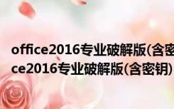 office2016专业破解版(含密钥) 32/64位 永久激活版（office2016专业破解版(含密钥) 32/64位 永久激活版功能简介）