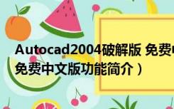 Autocad2004破解版 免费中文版（Autocad2004破解版 免费中文版功能简介）