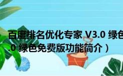 百度排名优化专家 V3.0 绿色免费版（百度排名优化专家 V3.0 绿色免费版功能简介）