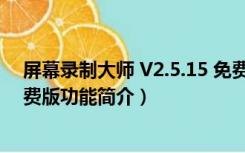 屏幕录制大师 V2.5.15 免费版（屏幕录制大师 V2.5.15 免费版功能简介）