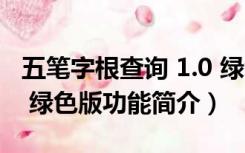 五笔字根查询 1.0 绿色版（五笔字根查询 1.0 绿色版功能简介）