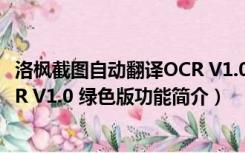 洛枫截图自动翻译OCR V1.0 绿色版（洛枫截图自动翻译OCR V1.0 绿色版功能简介）