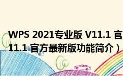 WPS 2021专业版 V11.1 官方最新版（WPS 2021专业版 V11.1 官方最新版功能简介）