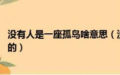 没有人是一座孤岛啥意思（没有人是一座孤岛 这句话是谁说的）