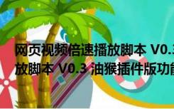 网页视频倍速播放脚本 V0.3 油猴插件版（网页视频倍速播放脚本 V0.3 油猴插件版功能简介）