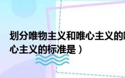 划分唯物主义和唯心主义的唯一标准是（划分唯物主义和唯心主义的标准是）