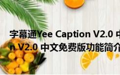 字幕通Yee Caption V2.0 中文免费版（字幕通Yee Caption V2.0 中文免费版功能简介）