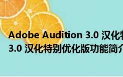 Adobe Audition 3.0 汉化特别优化版（Adobe Audition 3.0 汉化特别优化版功能简介）