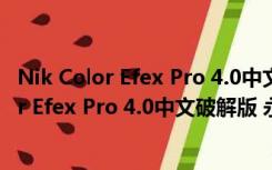 Nik Color Efex Pro 4.0中文破解版 永久免费版（Nik Color Efex Pro 4.0中文破解版 永久免费版功能简介）