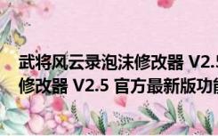 武将风云录泡沫修改器 V2.5 官方最新版（武将风云录泡沫修改器 V2.5 官方最新版功能简介）