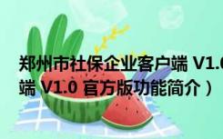 郑州市社保企业客户端 V1.0 官方版（郑州市社保企业客户端 V1.0 官方版功能简介）