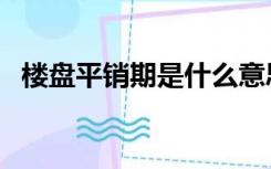 楼盘平销期是什么意思（平销期什么意思）