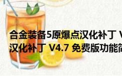 合金装备5原爆点汉化补丁 V4.7 免费版（合金装备5原爆点汉化补丁 V4.7 免费版功能简介）