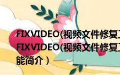 FIXVIDEO(视频文件修复工具最新版) V3.23 绿色免费版（FIXVIDEO(视频文件修复工具最新版) V3.23 绿色免费版功能简介）