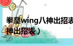 拳皇wing八神出招表简易模式（拳皇wing八神出招表）