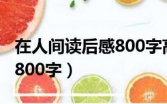 在人间读后感800字高中作文（在人间读后感800字）