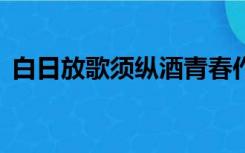 白日放歌须纵酒青春作伴好还乡的意思20字