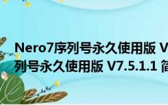 Nero7序列号永久使用版 V7.5.1.1 简体中文版（Nero7序列号永久使用版 V7.5.1.1 简体中文版功能简介）