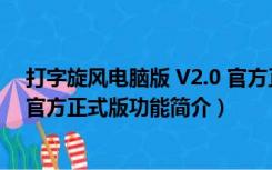 打字旋风电脑版 V2.0 官方正式版（打字旋风电脑版 V2.0 官方正式版功能简介）