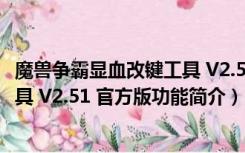 魔兽争霸显血改键工具 V2.51 官方版（魔兽争霸显血改键工具 V2.51 官方版功能简介）