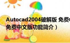 Autocad2004破解版 免费中文版（Autocad2004破解版 免费中文版功能简介）