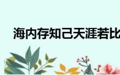 海内存知己天涯若比邻赏析这首诗的赏析