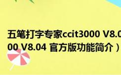 五笔打字专家ccit3000 V8.04 官方版（五笔打字专家ccit3000 V8.04 官方版功能简介）