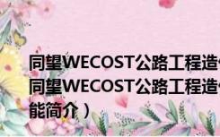 同望WECOST公路工程造价管理软件 V9.3.2 官方最新版（同望WECOST公路工程造价管理软件 V9.3.2 官方最新版功能简介）