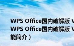 WPS Office国内破解版 V11.1.0.10314 VIP最新免费版（WPS Office国内破解版 V11.1.0.10314 VIP最新免费版功能简介）