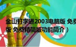 金山打字通2003电脑版 免费精简版（金山打字通2003电脑版 免费精简版功能简介）